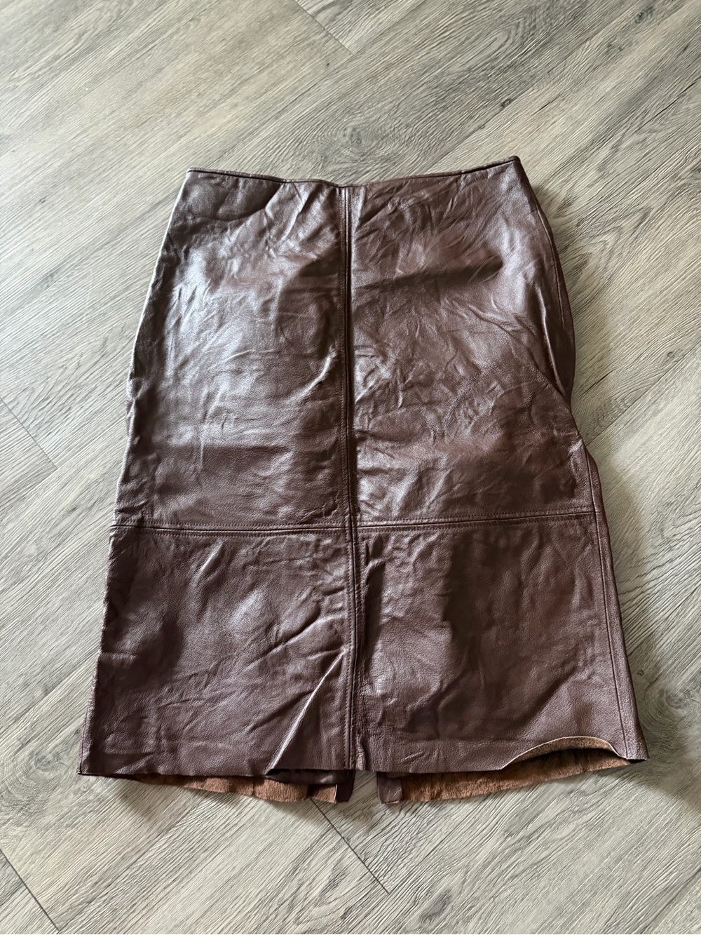 Clio Chocolate Brown Leather Pencil Skirt